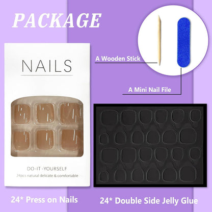 24 Stück Französisch Zehennägel Nude Rosa Künstlich Fußnägel DIY