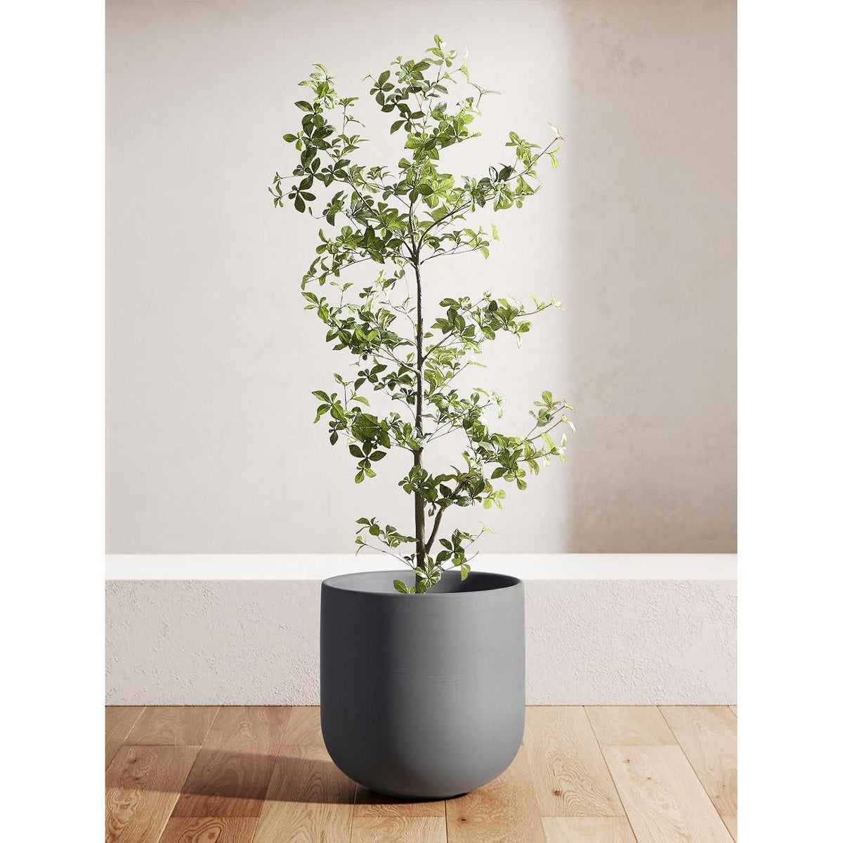 Keramiktopf Übertopf 30 cm, Anthrazitgrau mit Abfluss