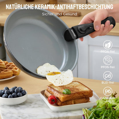 Pfannenset mit abnehmbarem Griff, Keramikbeschichtung, alle