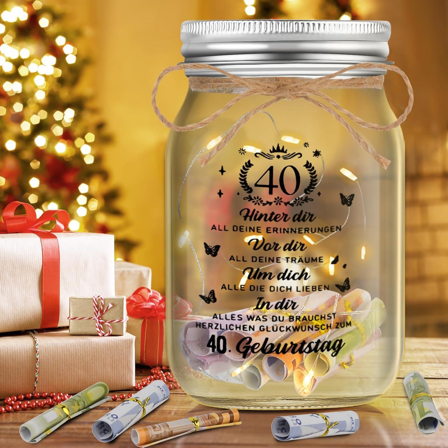 LED Flaschenlicht 40. Geburtstag Geschenk Geldgeschenke LED