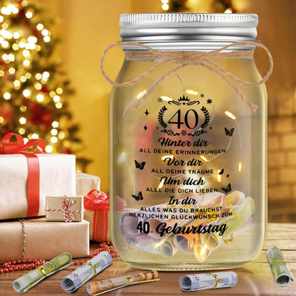 LED Flaschenlicht 40. Geburtstag Geschenk Geldgeschenke LED