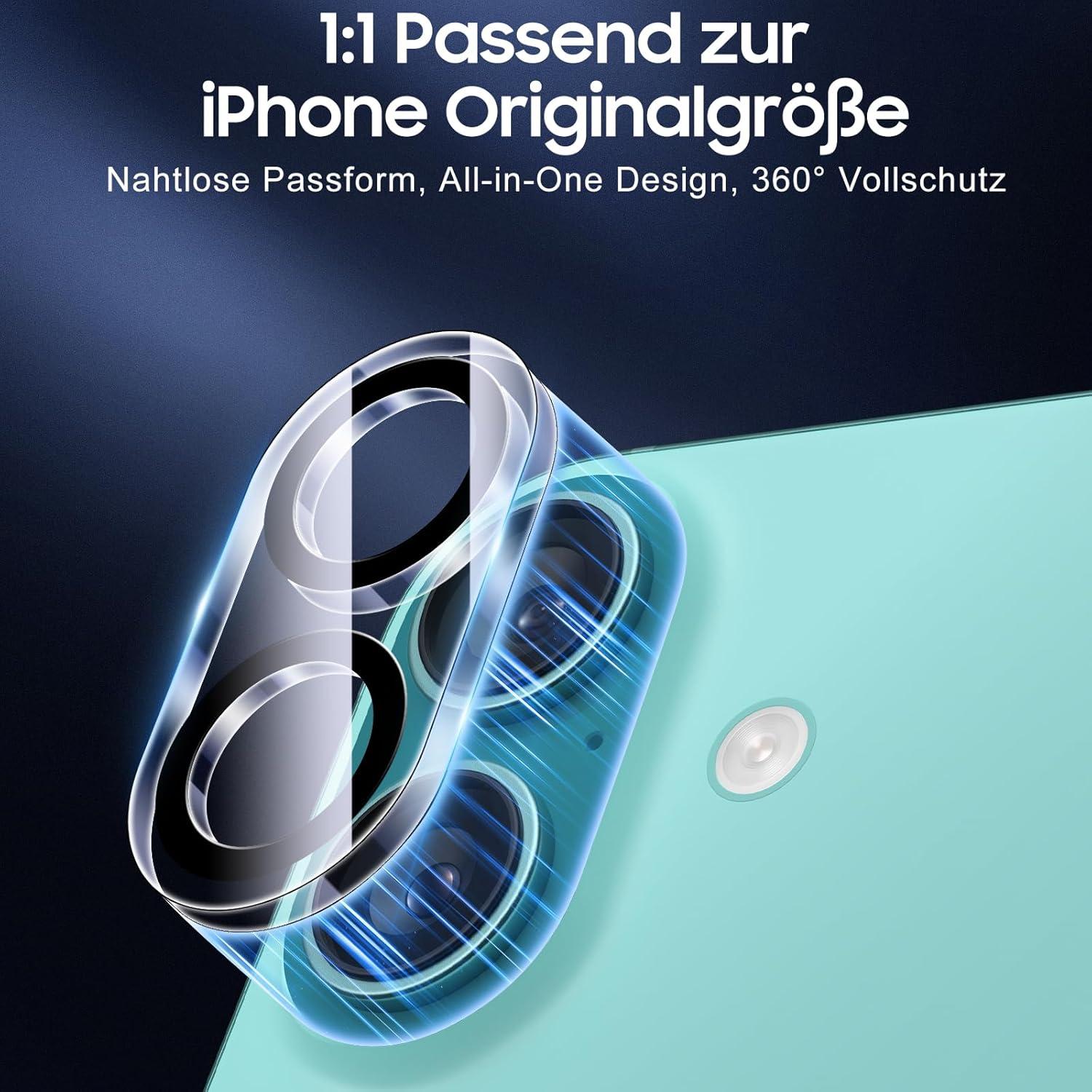 Kameraschutz für iPhone 16/16 Plus - Kristallklar, 9H Härte, 3 Stück