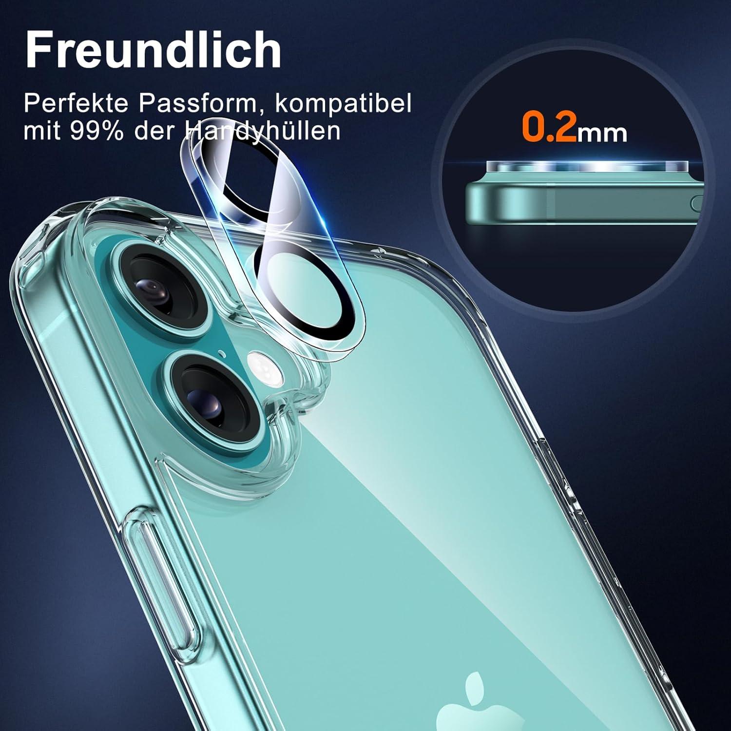 3X Ultra-Klarer 9H Kameraschutz für iPhone 16/16 Plus - Stabil & Kratzfest