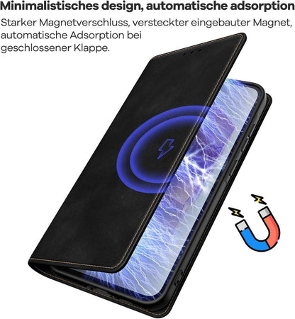Handyhülle Samsung Galaxy A55 5G Leder Schwarz RFID Standfunktion