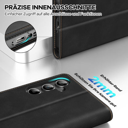 Handyhülle Samsung Galaxy A55 5G Schwarz + Schutzfolie RFID Kartenfach