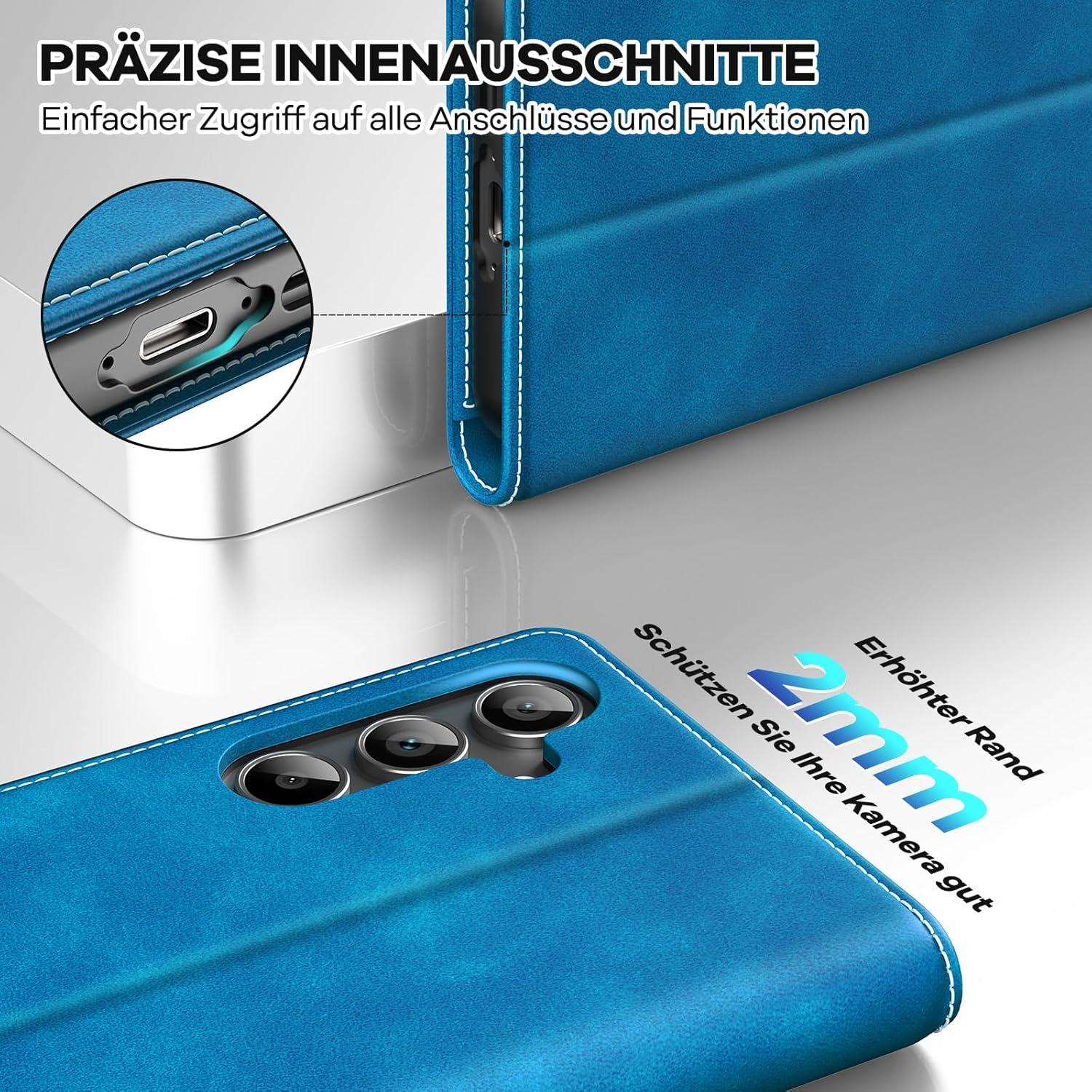 Handyhülle Samsung Galaxy A55 5G - Blau RFID Schutz & Kartenfach