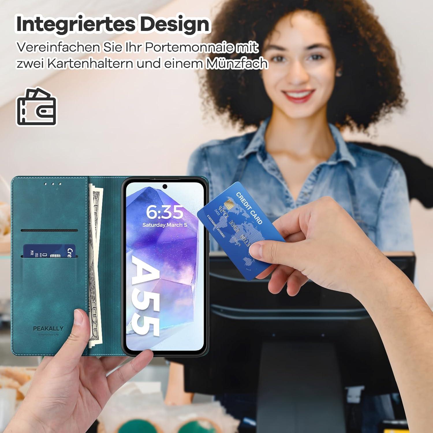 Samsung Galaxy A55 5G Hülle mit Schutzfolie RFID Kartenfach