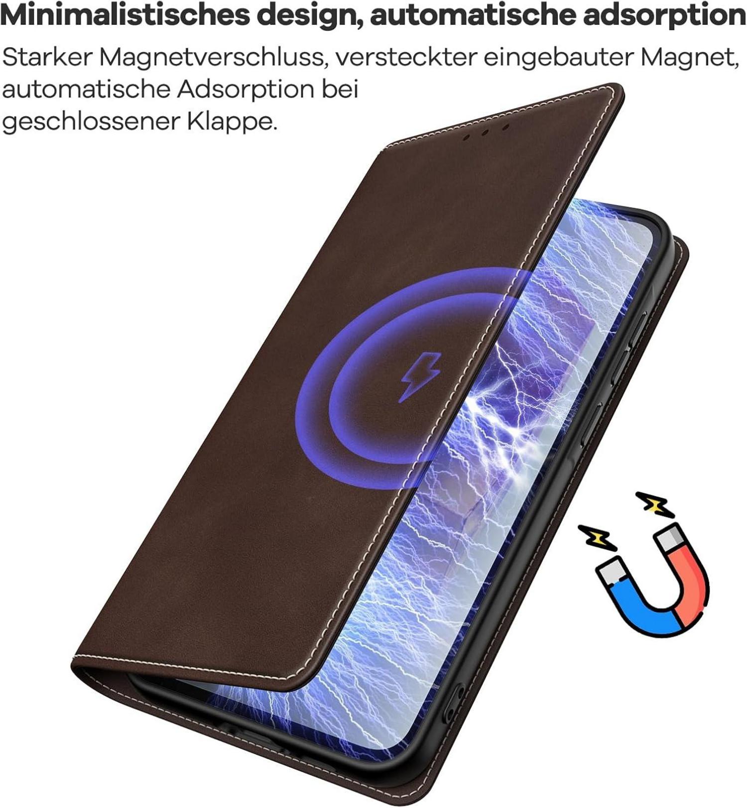 Handyhülle Samsung Galaxy A55 5G RFID Schutz Standfunktion Dunkelbraun