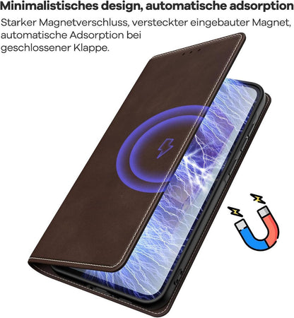 Handyhülle Samsung Galaxy A55 5G RFID Schutz Standfunktion Dunkelbraun