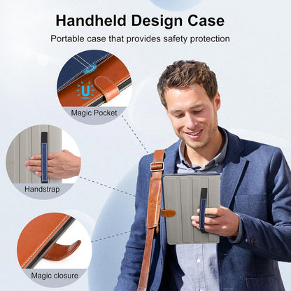 DLveer Samsung Galaxy Tab A9+ Plus Hülle 11 Zoll Blau PU Leder TPU