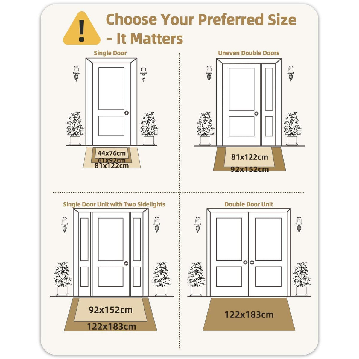 G rutschfeste Fußmatte Outdoor – Schmutzfangmatte Khaki 92x152cm