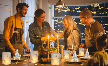 Servietten Windlicht Konfetti 50. Geburtstag Deko Grün Eukalyptus