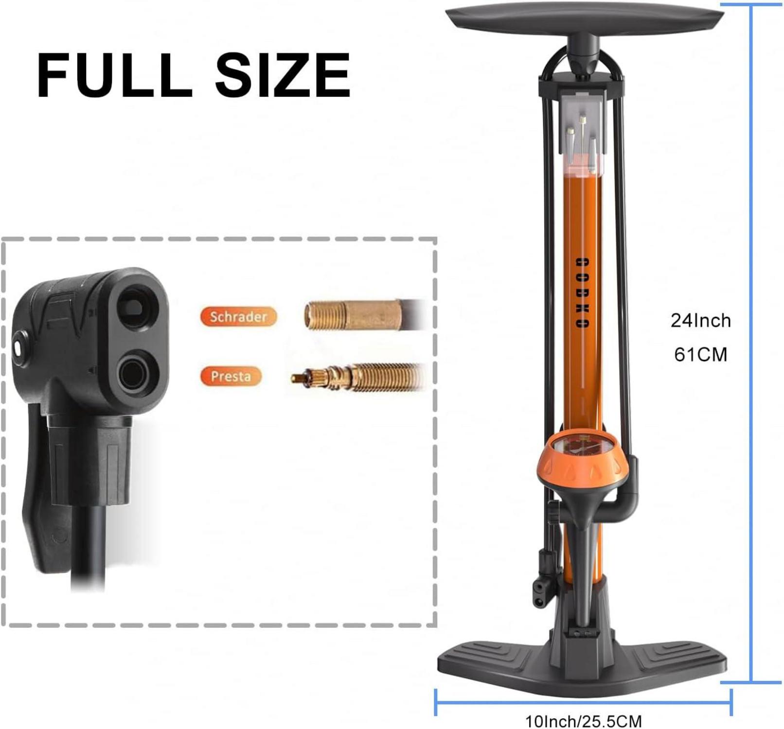 Fahrrad-Standpumpe mit Manometer für Rennrad MTB