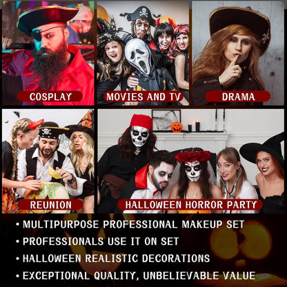 Professionelles Halloween Make-up Set Piraten Gesichtsfarben Karneval
