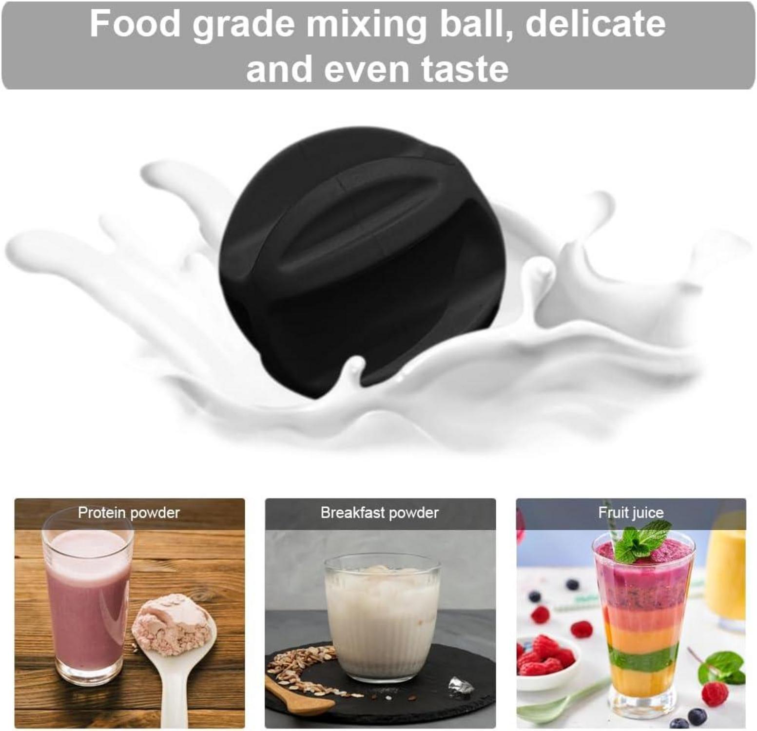 Protein Shaker Schwarz 500ml mit Mixerball und auslaufsicherem Deckel