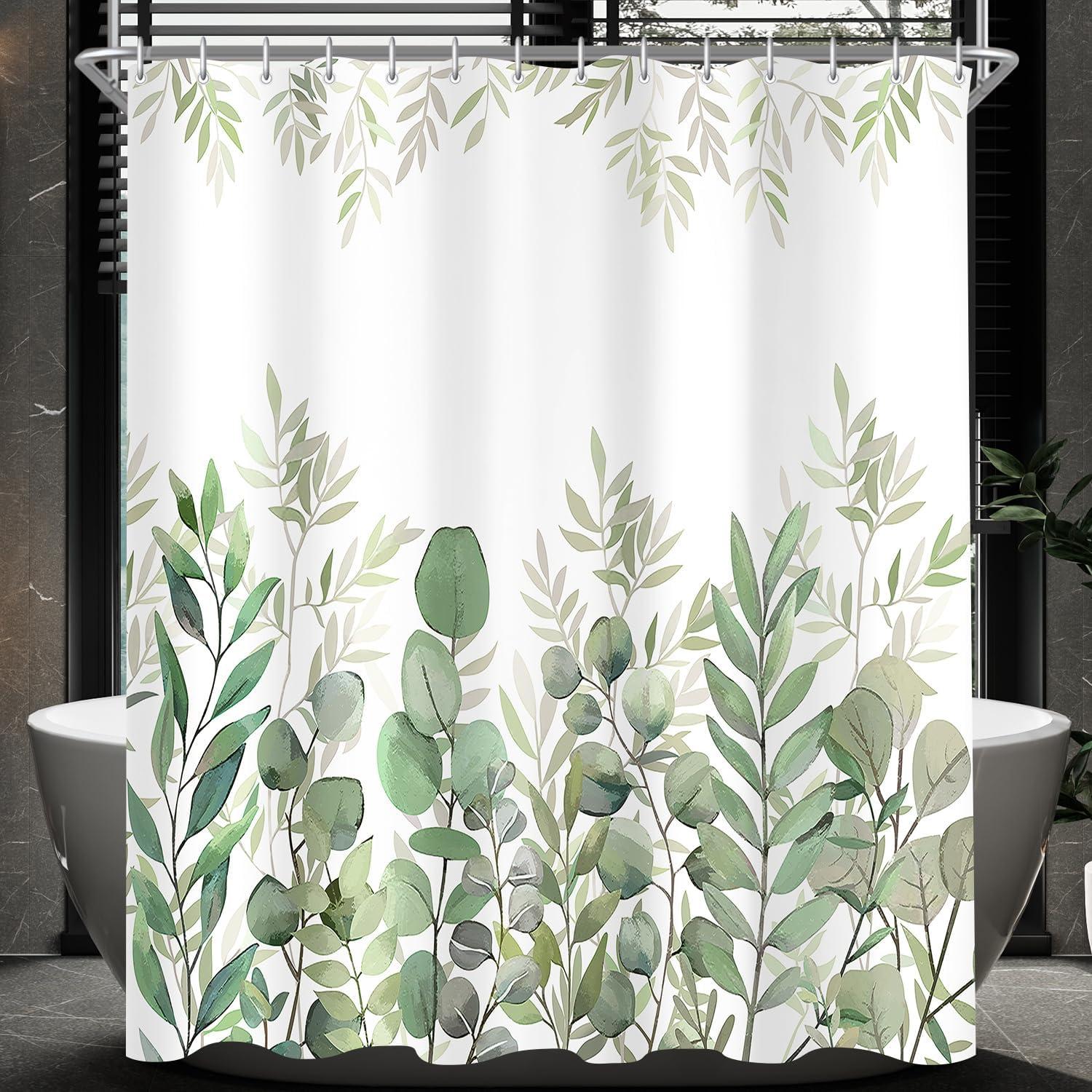 Duschvorhang Blätter 180x180cm Antischimmel Textil, Wasserdicht, waschbar