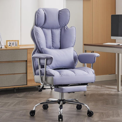 Efomao Ergonomischer Bürostuhl 200 kg PU Leder Fußstütze