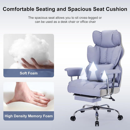 Efomao Ergonomischer Bürostuhl 200 kg PU Leder Fußstütze