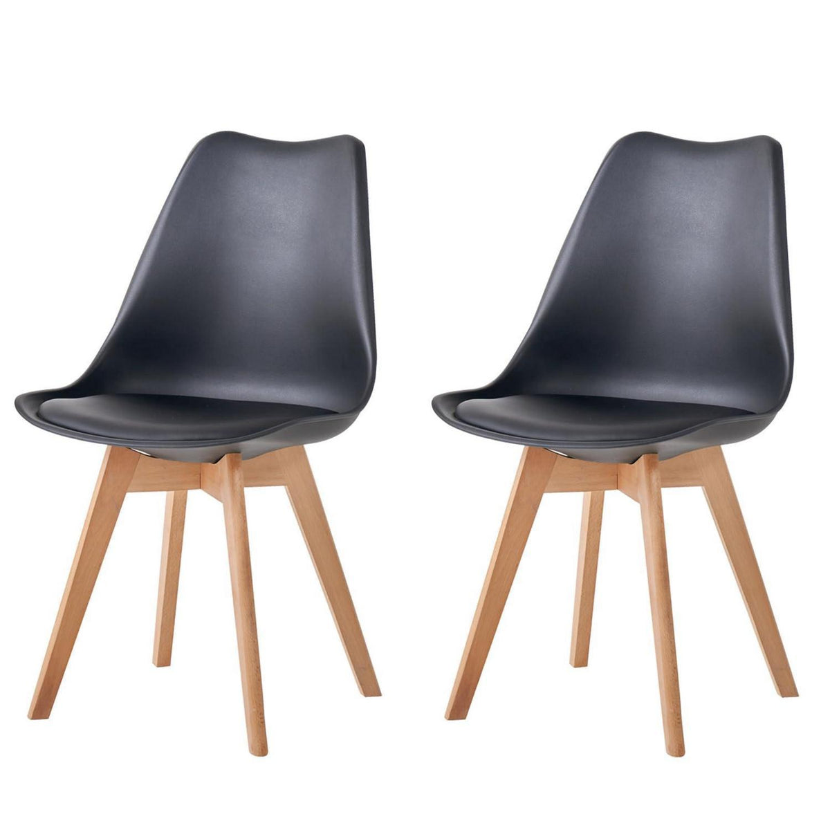 2er-Set Esszimmerstühle Nordic Schwarz – Massivholz Buche