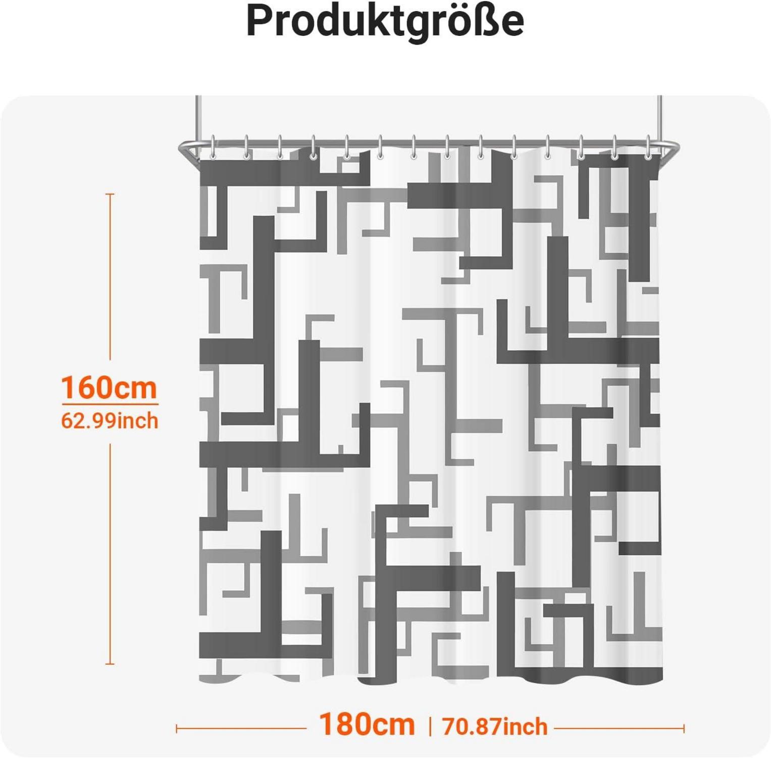 Duschvorhang Wasserabweisend Blockmuster 180x160cm OTTO