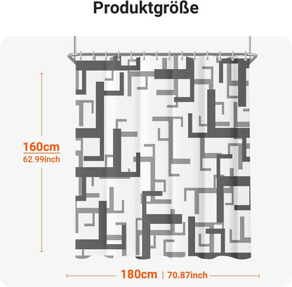 Duschvorhang Wasserabweisend Blockmuster 180x160cm OTTO