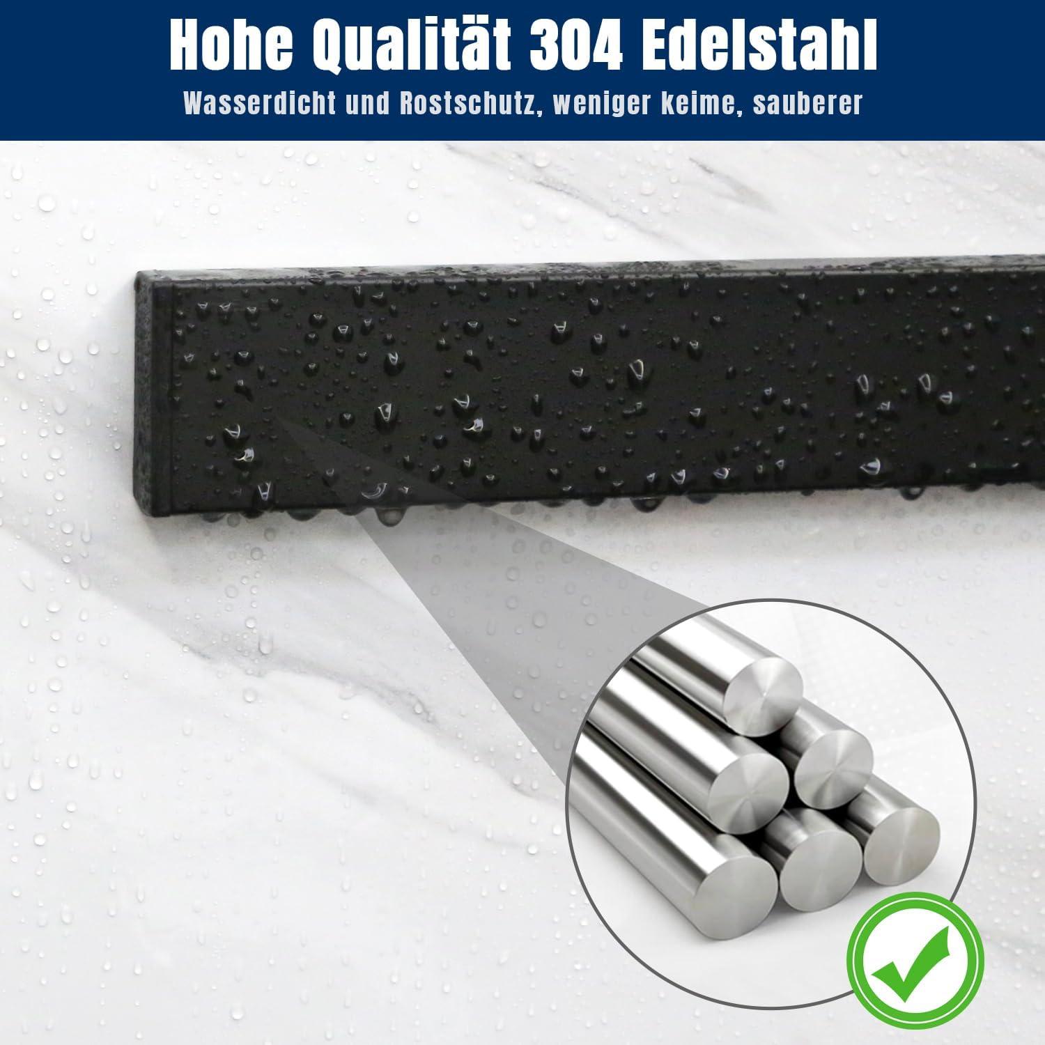 Magnetleiste Messer 50cm Schwarz Edelstahl Haken ohne Bohren Magnetisch