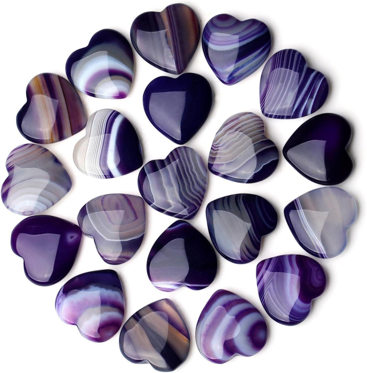 Purple Agate Herzstein 20pcs Natürlicher Heilkristall 20mm