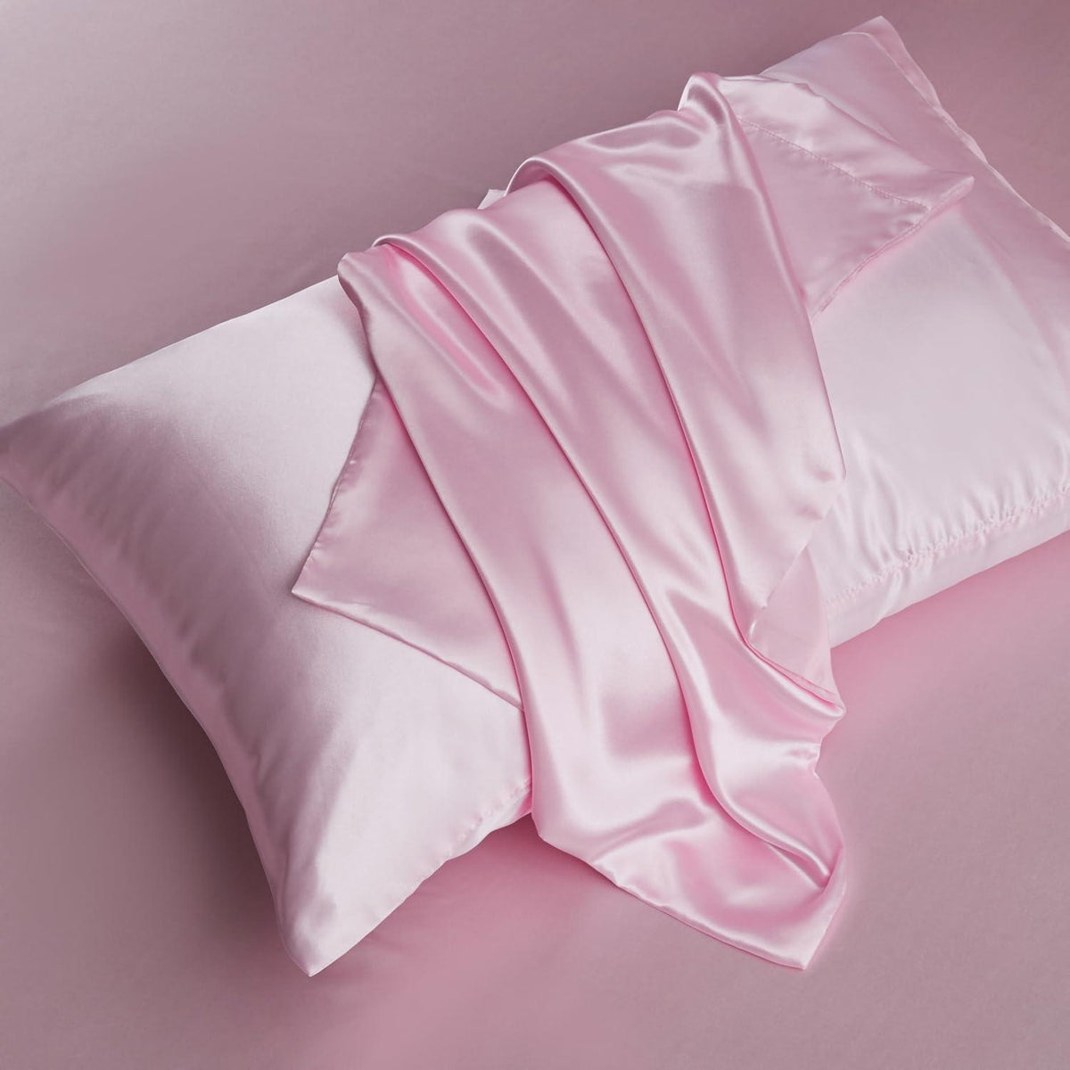 Satin Bettwäsche Set Rosa 135x200cm - 4-teilig, Glänzend & Weich