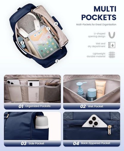 Sporttasche Damen Weekender Reisetasche mit Schuhfach & Nassfach