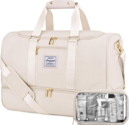 Sporttasche LOVEVOOK Damen Weekender Wasserdicht Beige