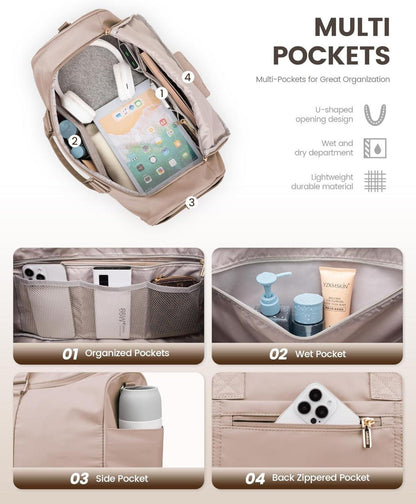 Sporttasche Damen LOVEVOOK Strandtasche Wasserdicht Sandfarben