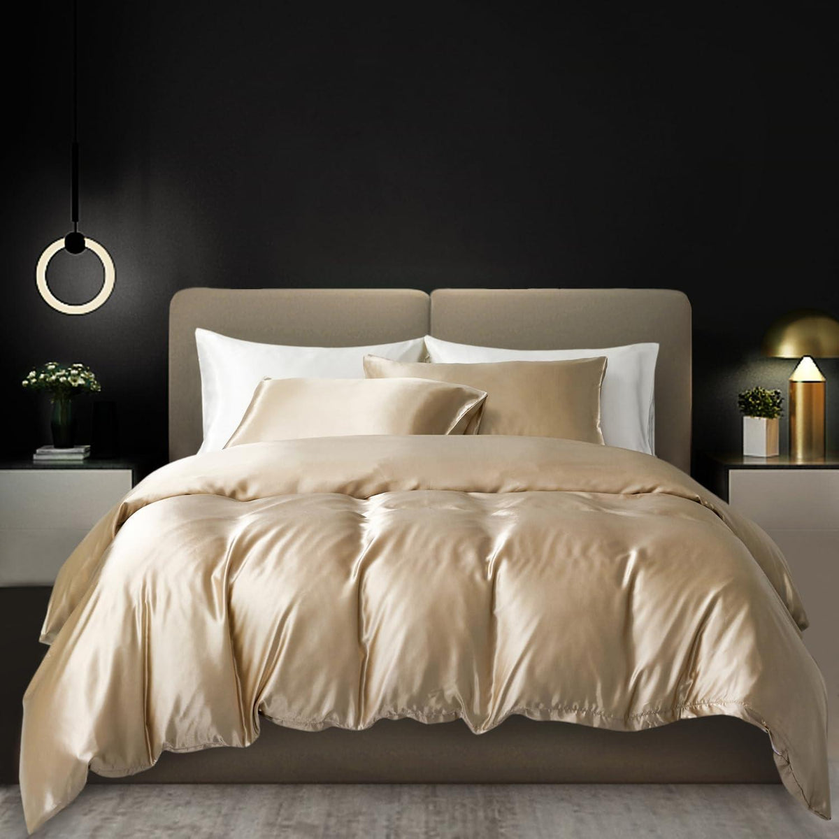 Satin Bettwäsche Set 135x200cm, 4-teilig, Gold, Luxus Gelb