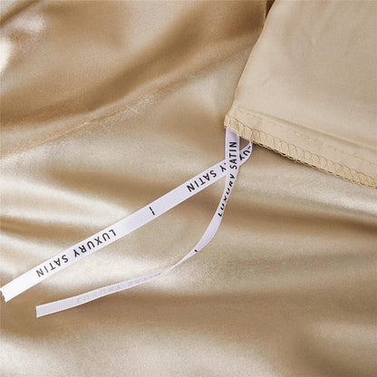 Satin Bettwäsche Set 135x200cm, 4-teilig, Gold, Luxus Gelb