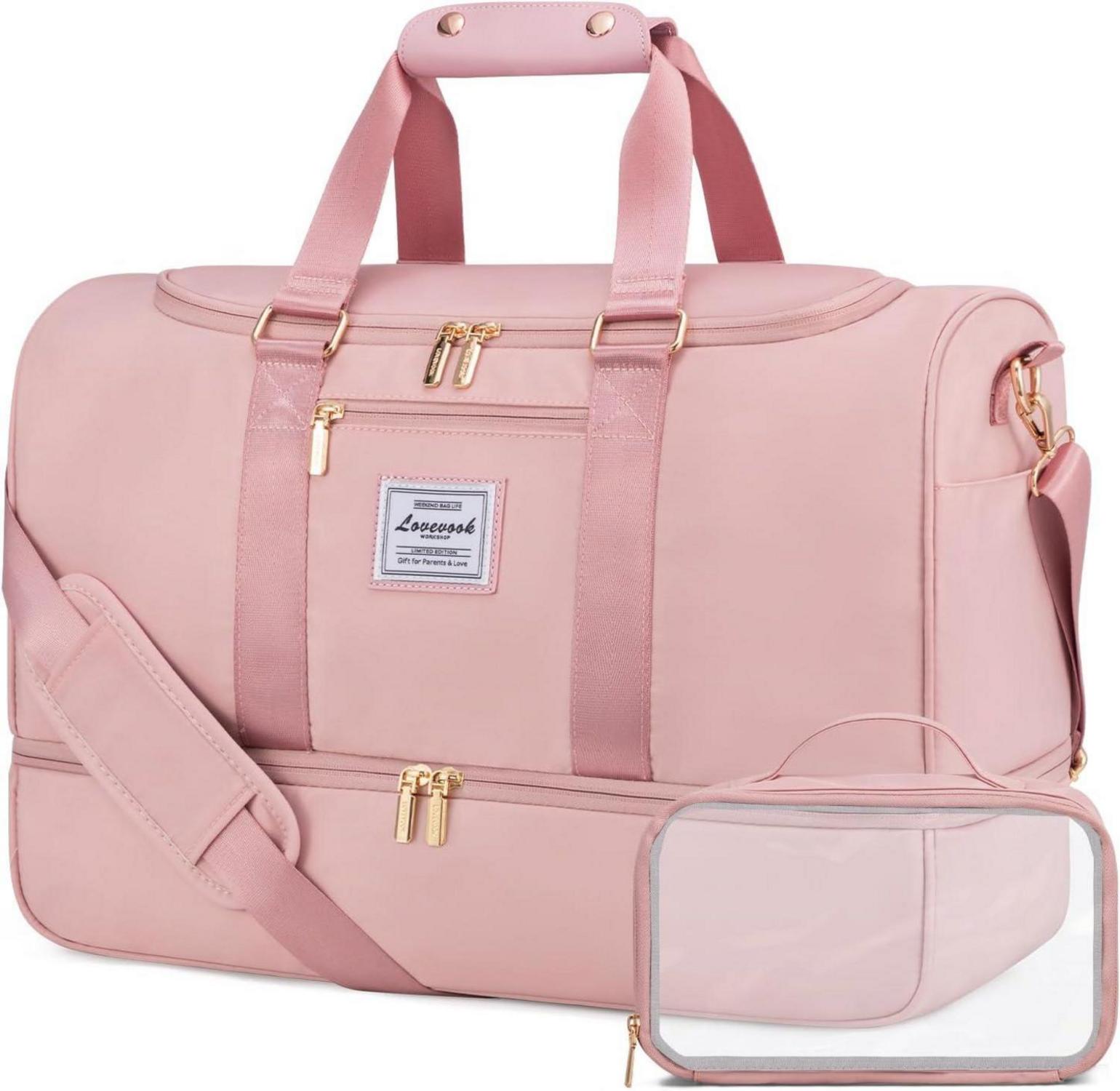 Sporttasche 50L mit Schuhfach und Nassfach, rosa