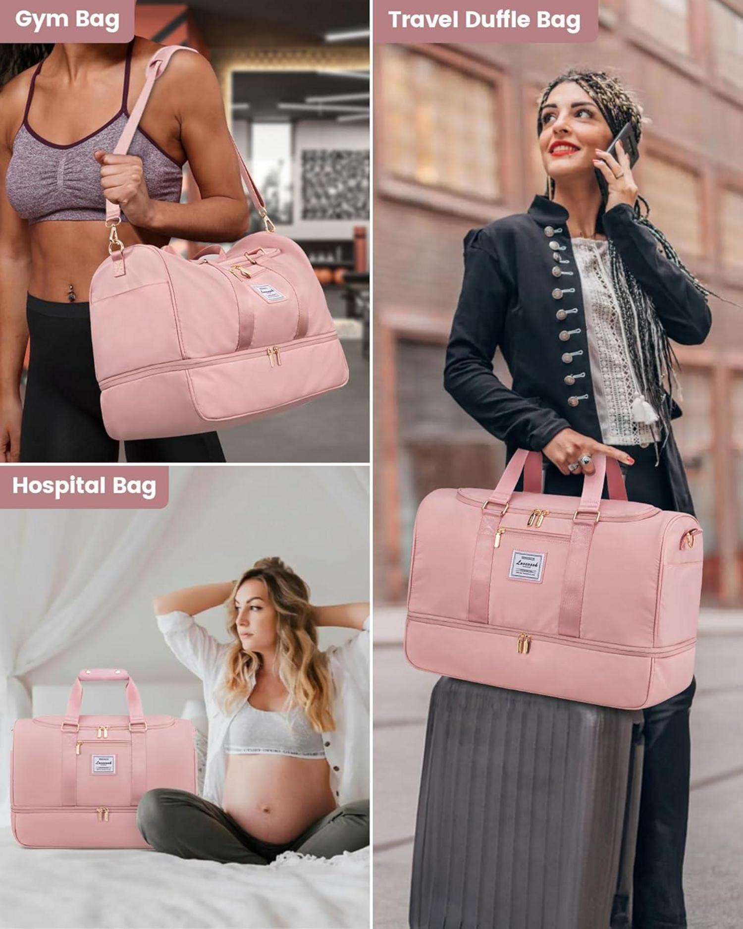 Reisetasche Sporttasche 50L Groß Weekender Damen Rosa