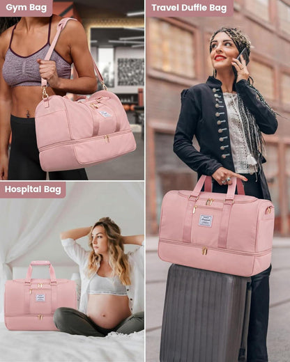 Reisetasche Sporttasche 50L Groß Weekender Damen Rosa