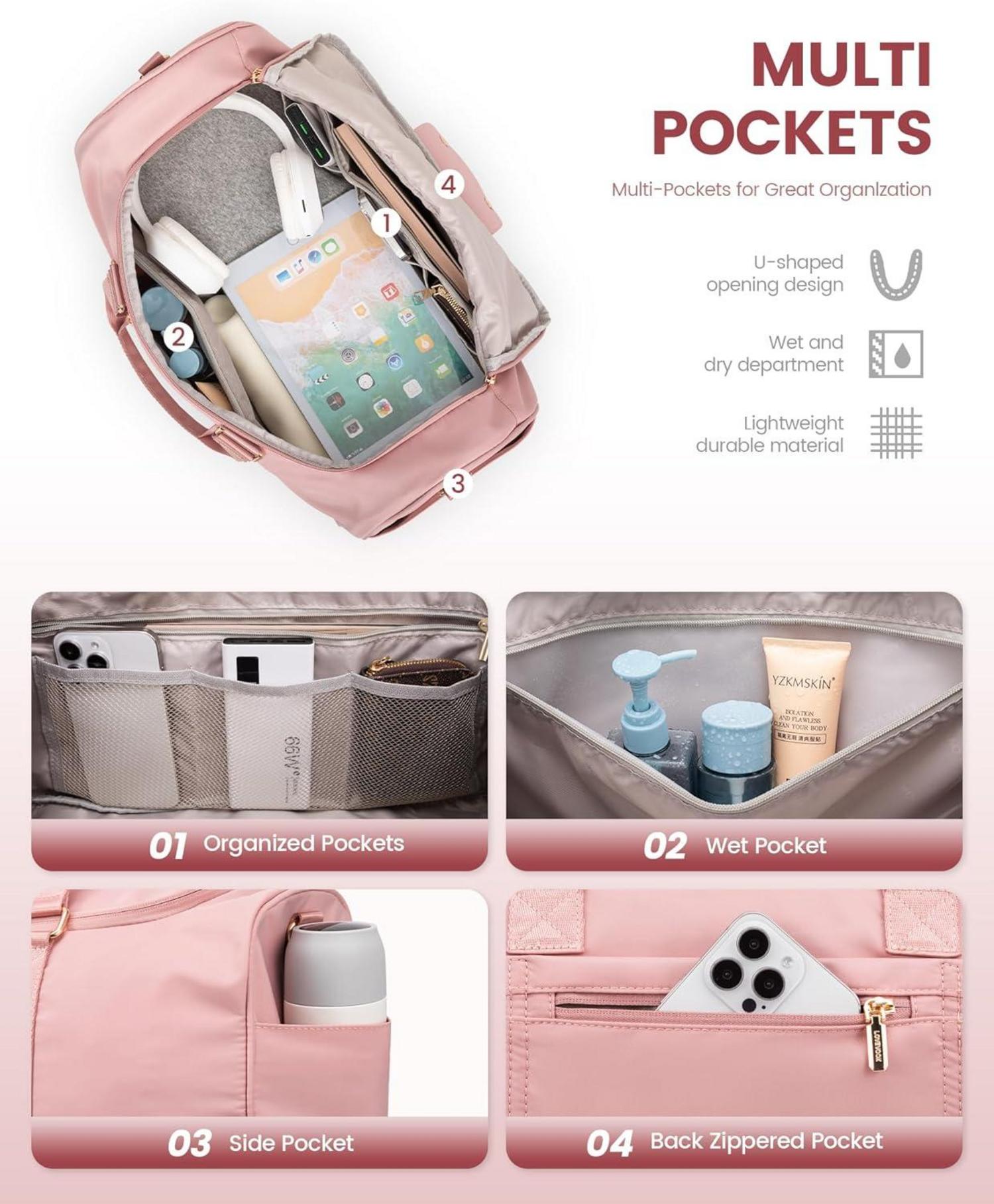 Sporttasche Damen LOVEVOOK - Reisetasche Wasserdicht mit Schuh- und