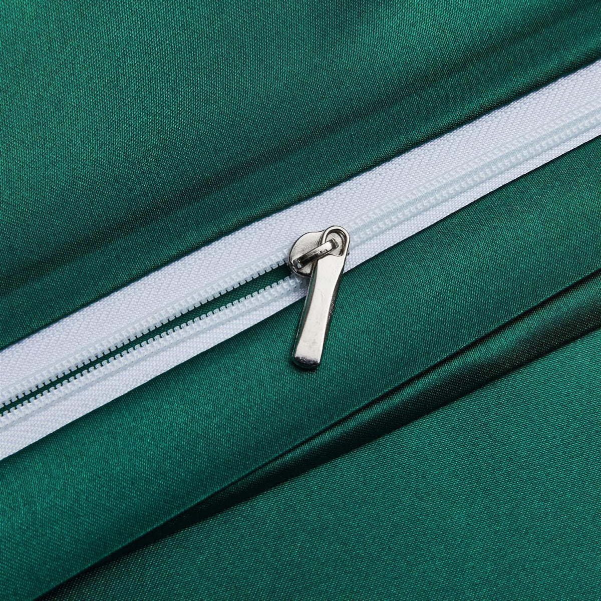 Satin Bettwäsche Set 135x200 Dunkelgrün 4-teilig Luxus