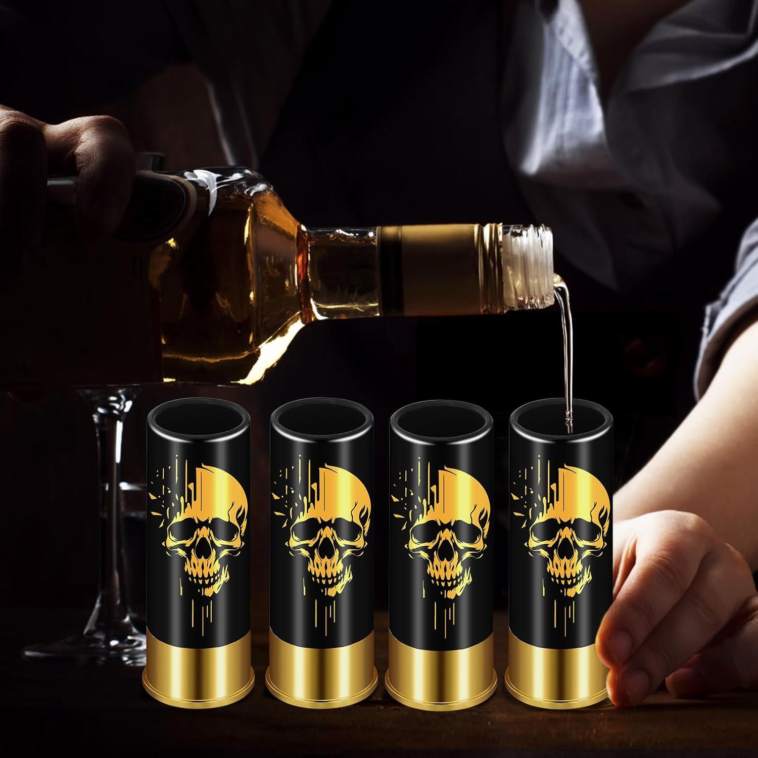Totenkopf Schnapsgläser Kunststoff Geschenkbox Gothic 12 GA Whiskey Tequila