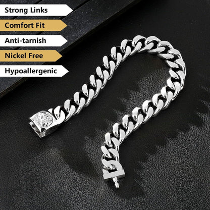 12mm Herren Armband mit Löwe/Totenkopf Verschluss, 18K Gold