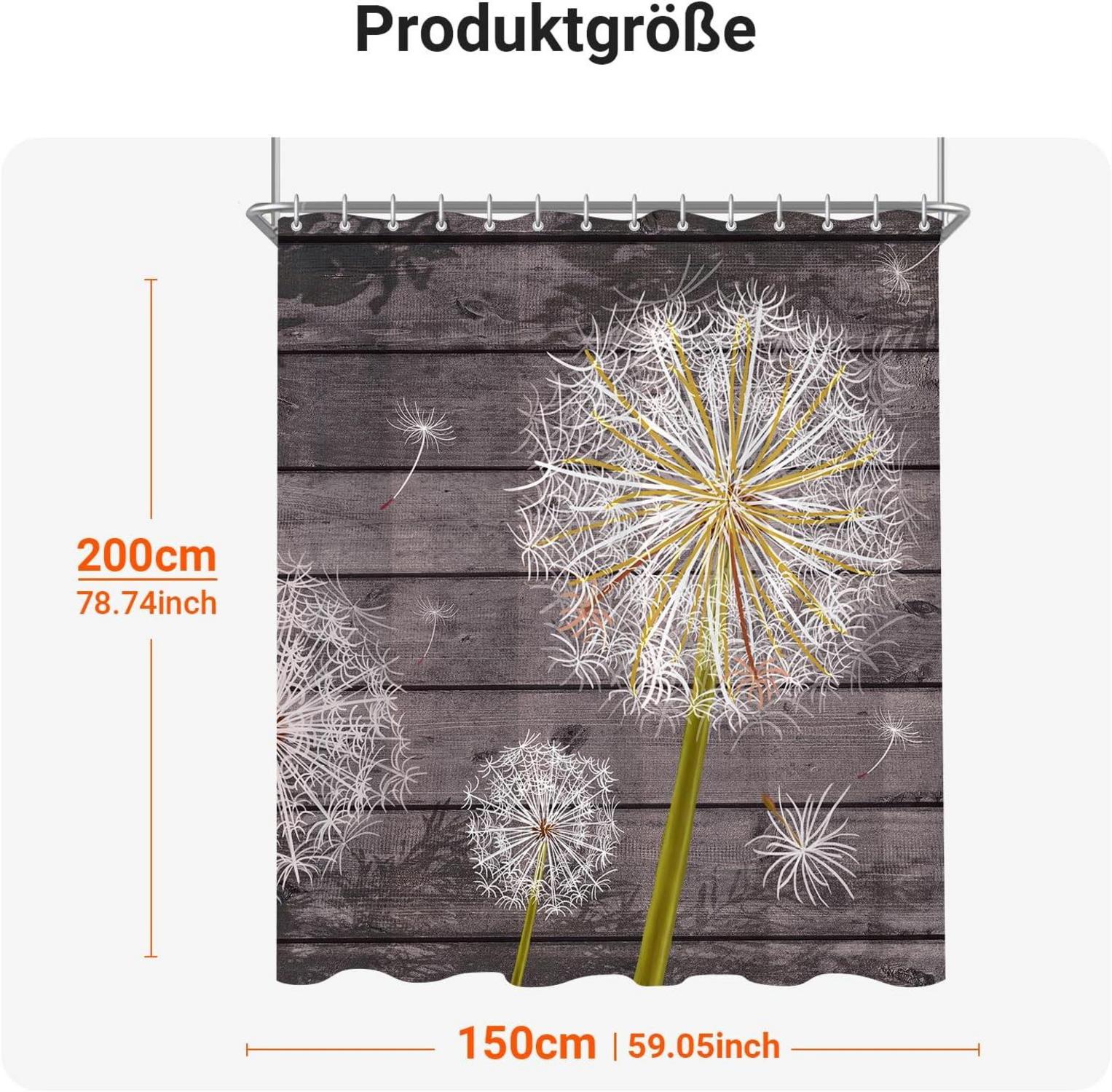 Duschvorhang 150x200cm Löwenzahn Wasserabweisend samt