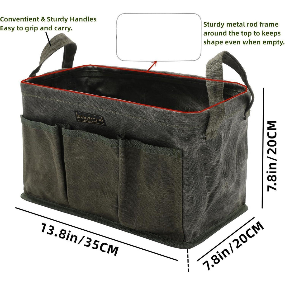 3er-Pack Werkzeugtaschen aus gewachstem Segeltuch, Khaki/Schwarz/Armeegrün