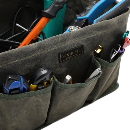 3er-Pack Werkzeugtaschen aus gewachstem Segeltuch, Khaki/Schwarz/Armeegrün