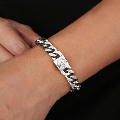 Herren Armband mit Löwe Kopf Gold Panzerarmband 12mm
