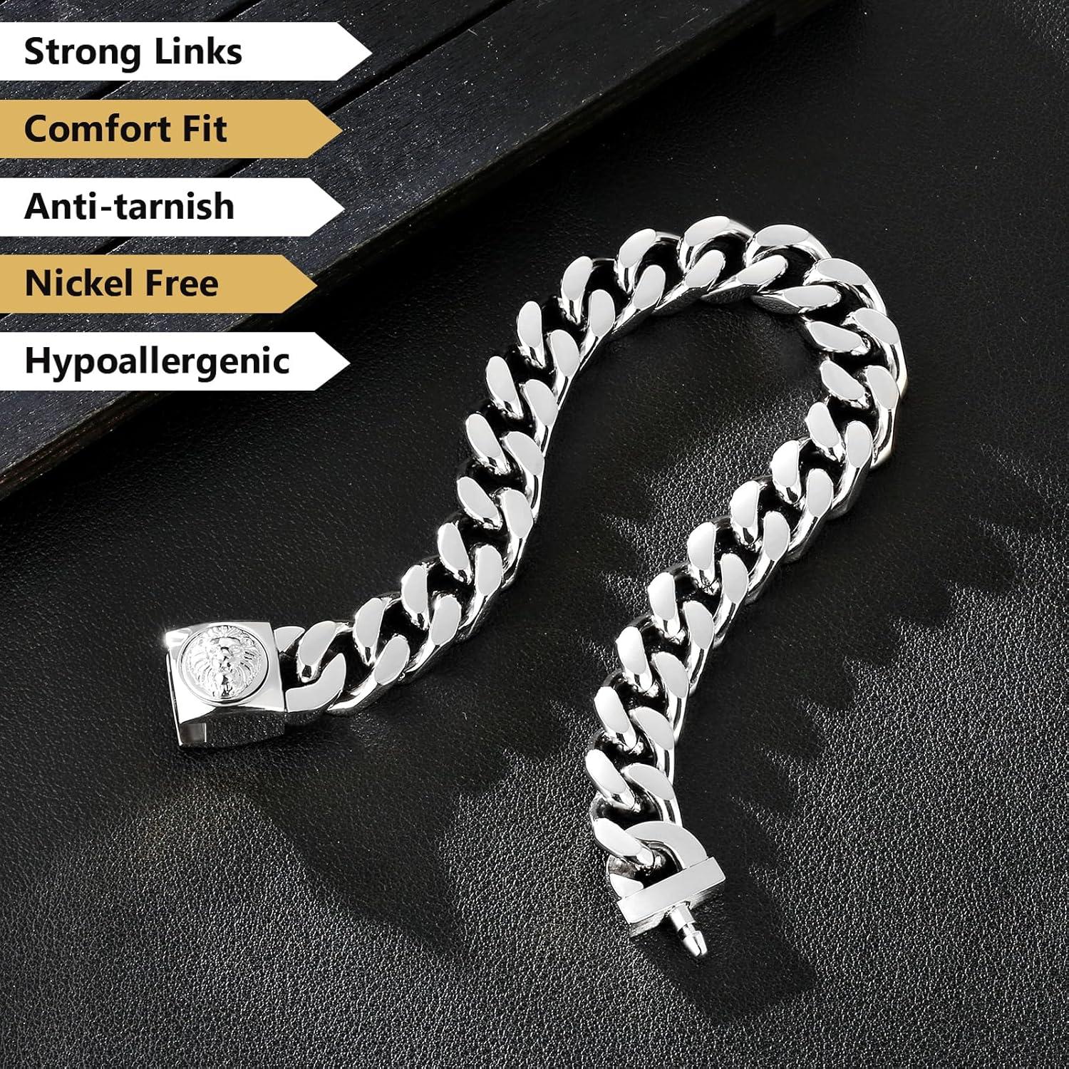 Gold beschichtetes Herren Armband mit Löwe/Totenkopf Verschluss