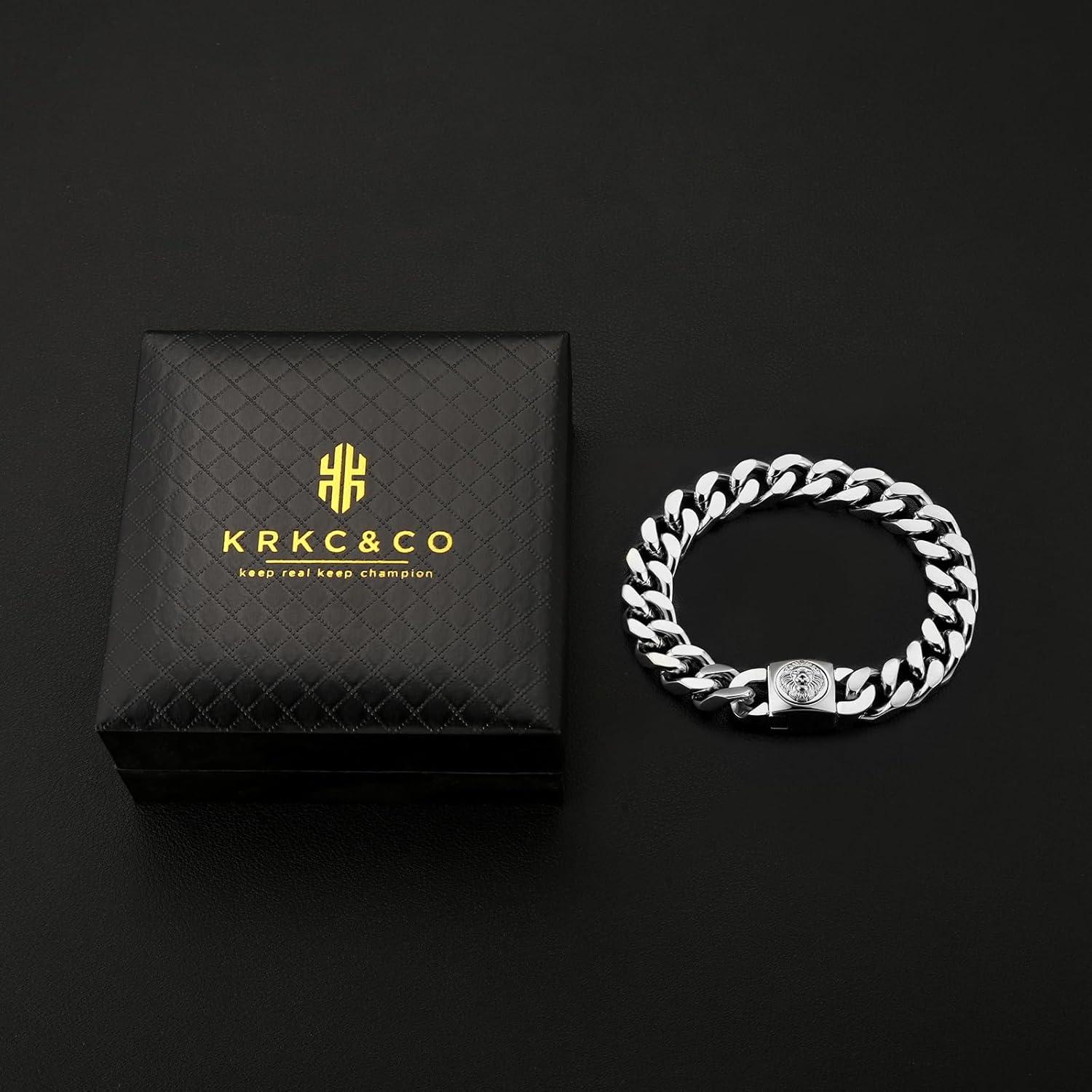 Herren Armband mit Löwe Kopf/Totenkopf Verschluss 18K Gold beschichtet