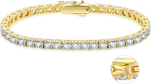 Tennisarmband Silber 925 Zirkonia Kristall 14K Gold 4mm 20.3cm