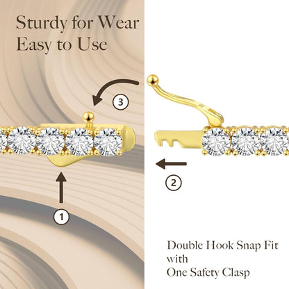 KRKC&CO Tennisarmband 925 Silber für Damen Zirkonia Armband 20,3cm Gold-4mm