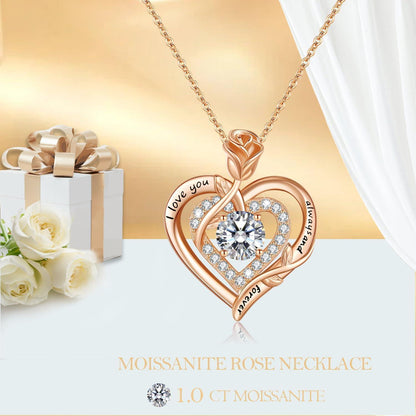 Moissanite Halskette Damen Silber 925 Herz Anhänger Roségold