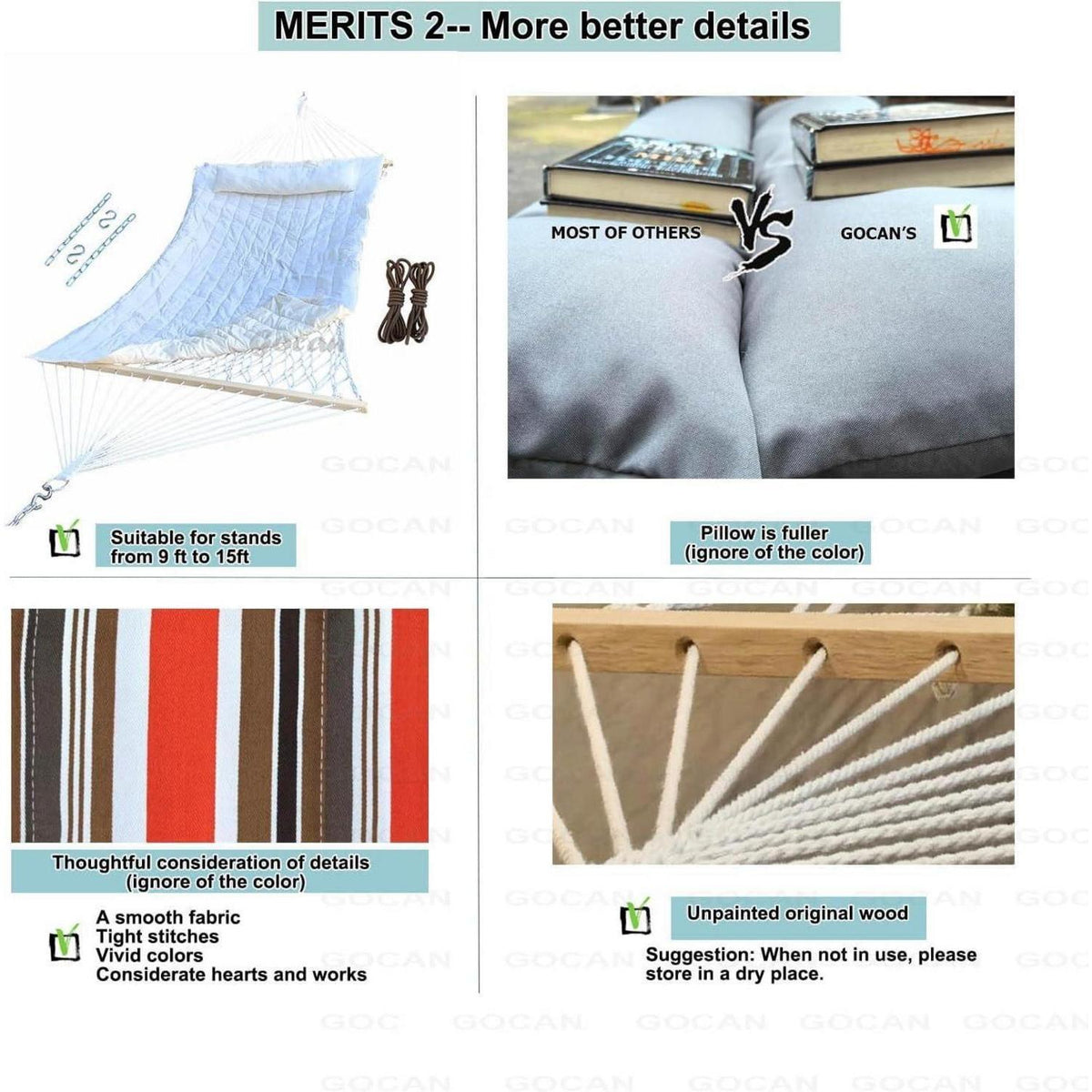 Mesh Hängematte mit Kissen und Baumgurten für Innen & Außen